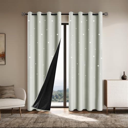 SK Studio Verdunklungsvorhänge Vorhang Blickdicht 2er Set H200 x B100 cm Gardinen mit ösen Thermovorhang Hitzeschutz Vorhänge für Wohnzimmer, Beige von SK Studio