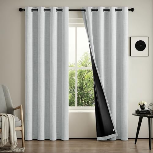 SK Studio Verdunklungsvorhänge Vorhang Blickdicht 2er Set H200 x B100 cm Gardinen mit ösen Thermovorhang Hitzeschutz Vorhänge für Wohnzimmer Schlafzimmer, Weiß von SK Studio