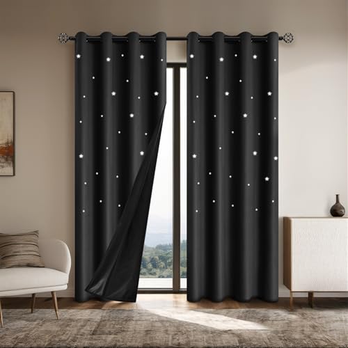 SK Studio Verdunklungsvorhänge Vorhang Blickdicht 2er Set H213 x B132 cm Gardinen mit ösen Thermovorhang Hitzeschutz Vorhänge für Wohnzimmer, schwarz SK Studio Verdunklungsvorhänge Vorhang Blickdicht 2er Set H213 x B132 cm Gardinen mit ösen Thermovorhang Hitzeschutz Vorhänge für Wohnzimmer, schwarz von SK Studio