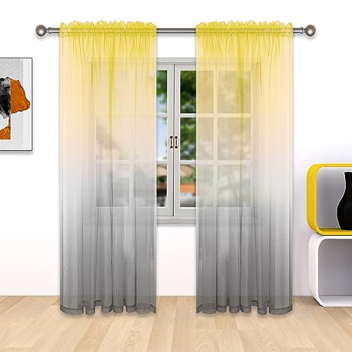 SK Studio Voile Gardinen Farbverlauf mit Kräuselband Wohnzimmer 2er-Set Leinenoptik Transparent Vorhang für Dekoration Kinderzimmer Schlafzimmer 2 Stück Gelbgrau, 140x225cm SK Studio Voile Gardinen Farbverlauf mit Kräuselband Wohnzimmer 2er-Set Leinenoptik Transparent Vorhang für Dekoration Kinderzimmer Schlafzimmer 2 Stück Gelbgrau, 140x225cm von SK Studio