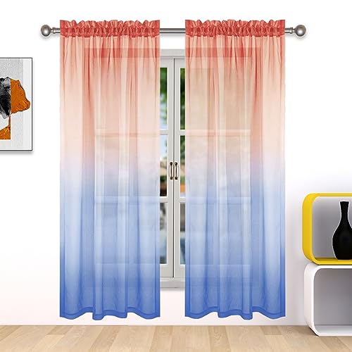 SK Studio Voile Gardinen Farbverlauf mit Kräuselband Wohnzimmer 2er-Set Leinenoptik Transparent Vorhang für Dekoration Kinderzimmer Schlafzimmer 2 Stück Orangeblau, 132x213cm SK Studio Voile Gardinen Farbverlauf mit Kräuselband Wohnzimmer 2er-Set Leinenoptik Transparent Vorhang für Dekoration Kinderzimmer Schlafzimmer 2 Stück Orangeblau, 132x213cm von SK Studio