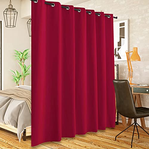 SK Studio Vorhang Blickdicht Thermo Gardinen mit Ösen 1 Stück Wärmeisolierende Lärmschutzvorhang Fensterbehandlung Kälteschutz Gardienen für Wohnzimmer Kinderzimmer Rot, 381x244cm von SK Studio