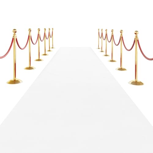 SK Studio Weiß Teppich Läufer Eventteppich Hochzeitsteppich VIP Event Teppich Rutschfester Red Carpet Empfangsteppich, 1 x 4.5 m von SK Studio