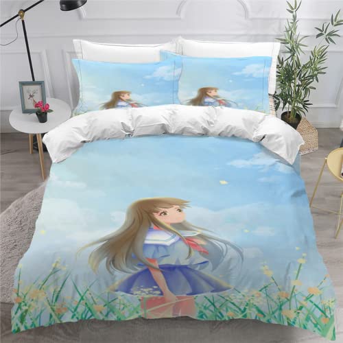 SK-YBB Bettwäsche Set 135x200 Anime Frau Bettwäsche für Kinder Junge 3 Teilig 3D Riman-Blau Kinderbettwäsche 135x200 Mit Reißverschluss mit 1 Bettbezug 2 Kissenbezügen von SK-YBB