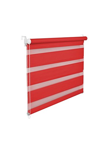 DOPPELROLLO DUOROLLO 115 CM BREIT 150 CM LANG ROT INKL. SEILZUG FENSTERROLLO KLEMMROLLO JALOUSIE von SK
