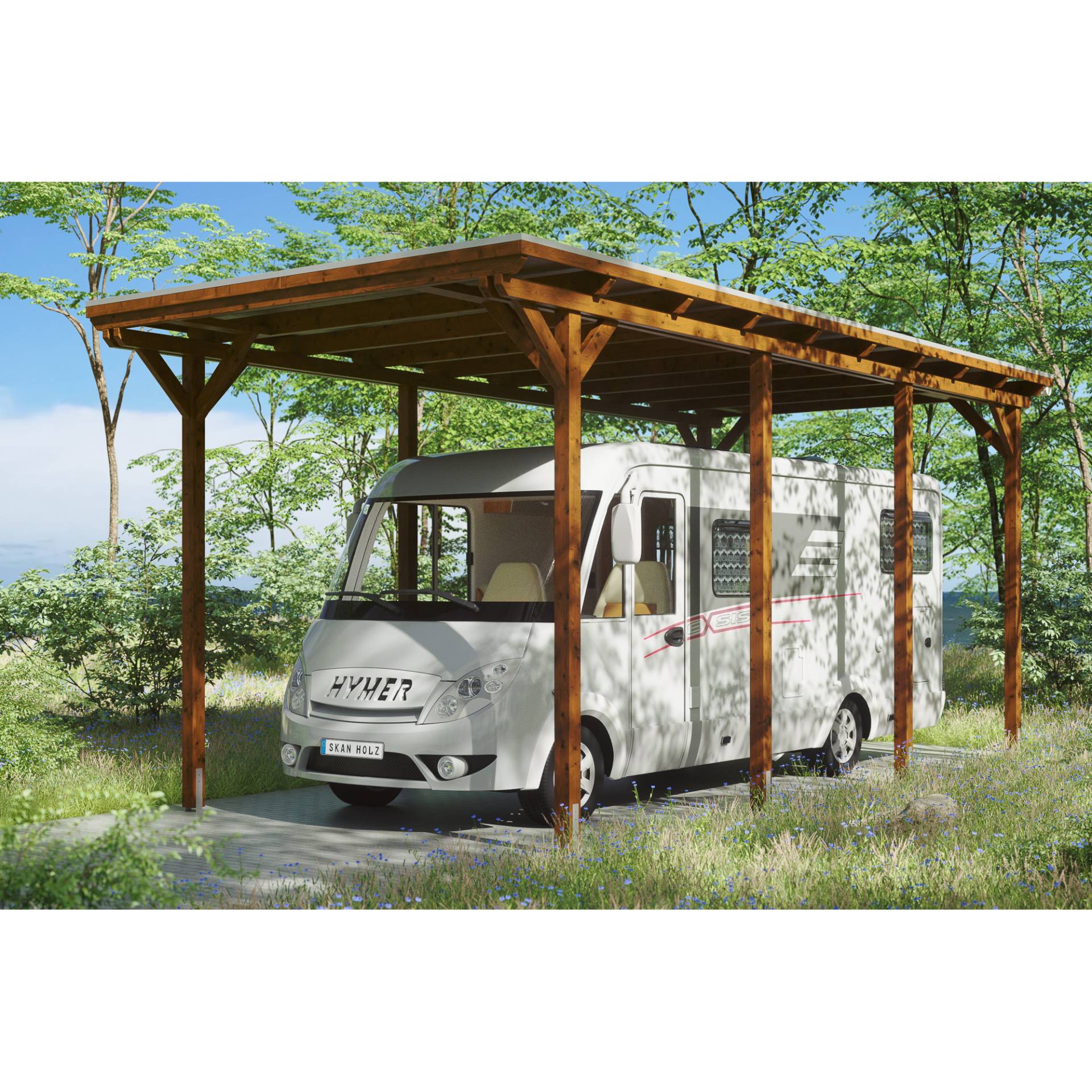SKAN HOLZ Caravan-Carport 'Emsland'  404 x 846 cm nussbaum von SKAN HOLZ