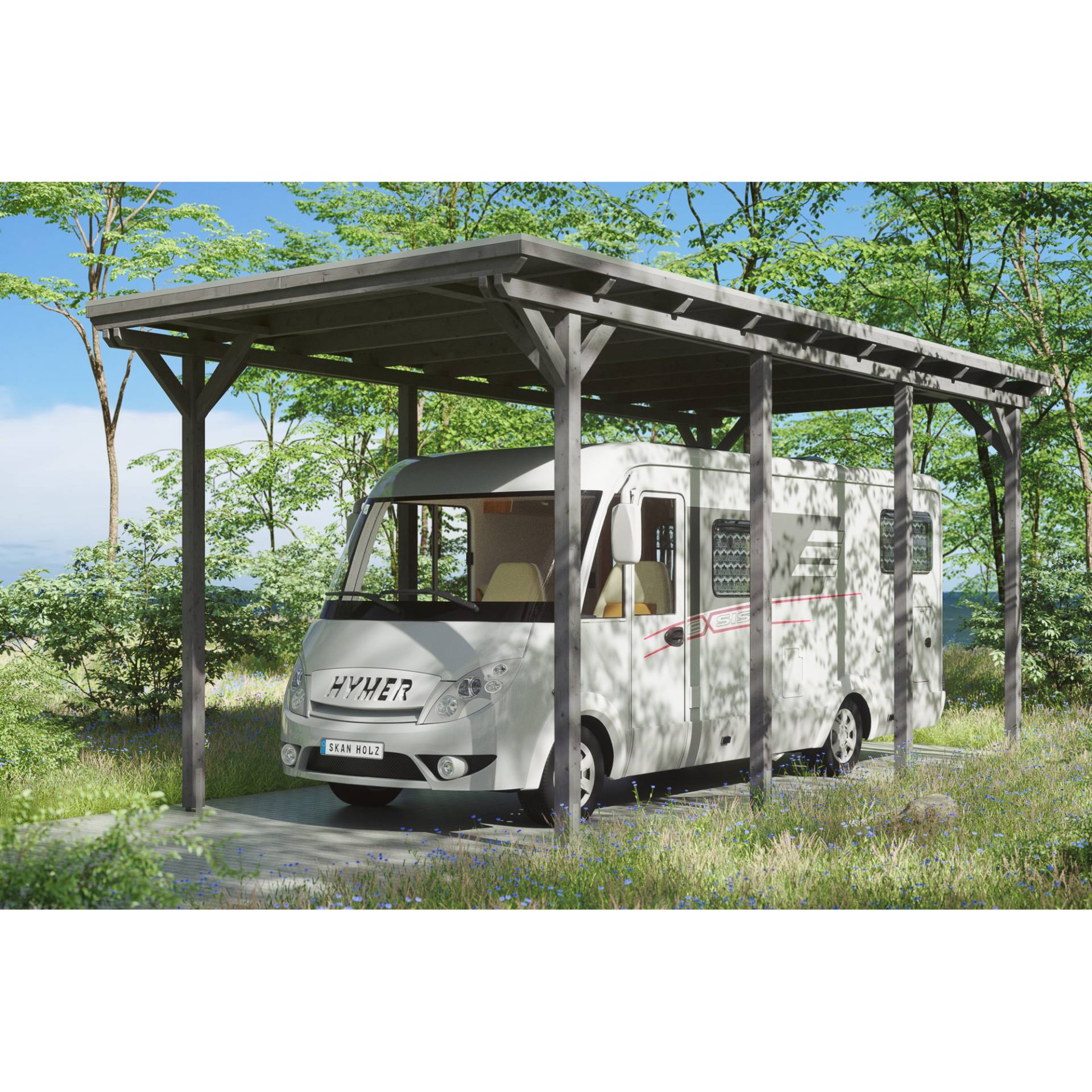 SKAN HOLZ Caravan-Carport 'Emsland' 404 x 846 cm schiefergrau von SKAN HOLZ