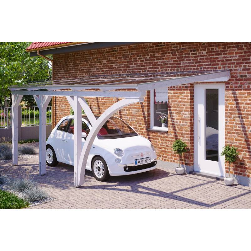 SKAN HOLZ Einzelcarport 'Eifel' 300 x 541 cm weiß mit Bogen von SKAN HOLZ