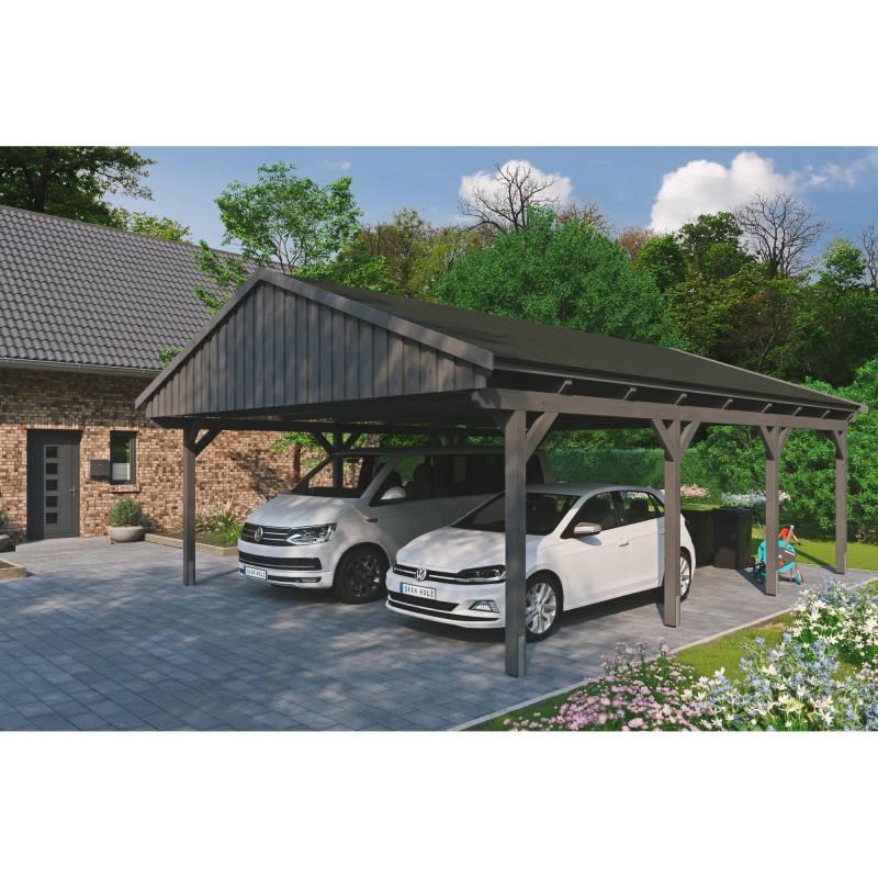 SKAN HOLZ Carport 'Fichtelberg' mit schwarzen Schindeln 618 x 808 cm von SKAN HOLZ