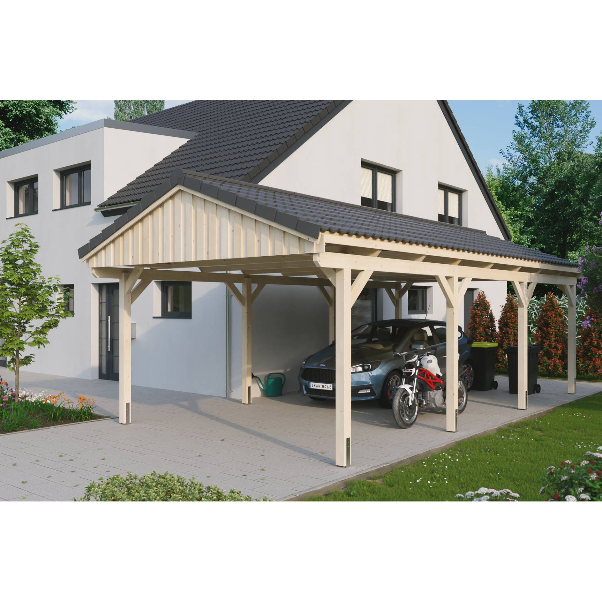 SKAN HOLZ Einzelcarport 'Fichtelberg' 423 x 808 cm naturfarben mit Dachlattung von SKAN HOLZ