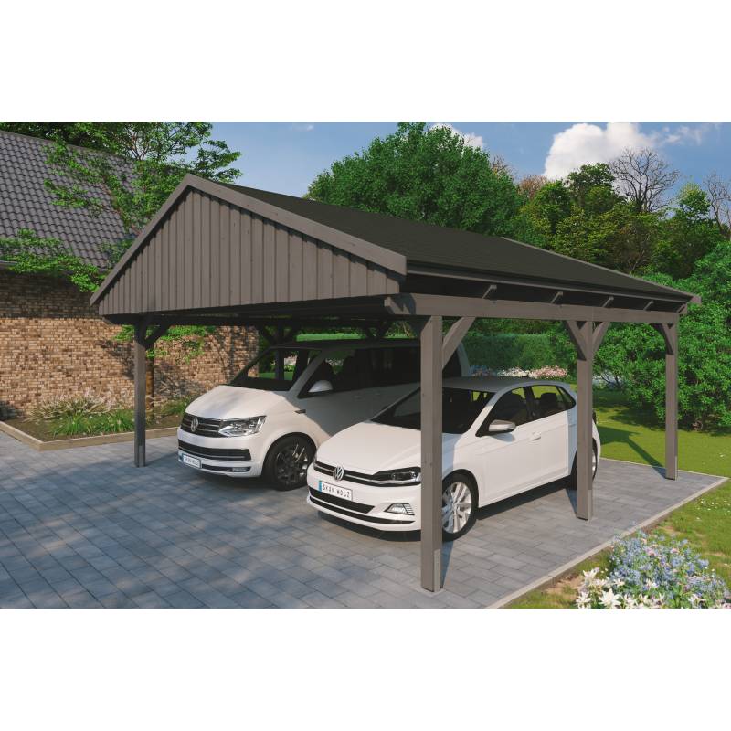 SKAN HOLZ Doppelcarport 'Fichtelberg' 618 x 566 cm schiefergrau mit schwarzen Schindeln SKAN HOLZ Doppelcarport 'Fichtelberg' 618 x 566 cm schiefergrau mit schwarzen Schindeln von SKAN HOLZ