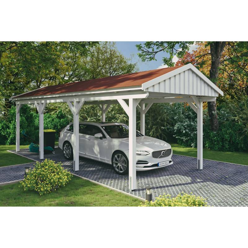 SKAN HOLZ Einzelcarport 'Fichtelberg' 317 x 808 cm weiß mit roten Schindeln SKAN HOLZ Einzelcarport 'Fichtelberg' 317 x 808 cm weiß mit roten Schindeln von SKAN HOLZ