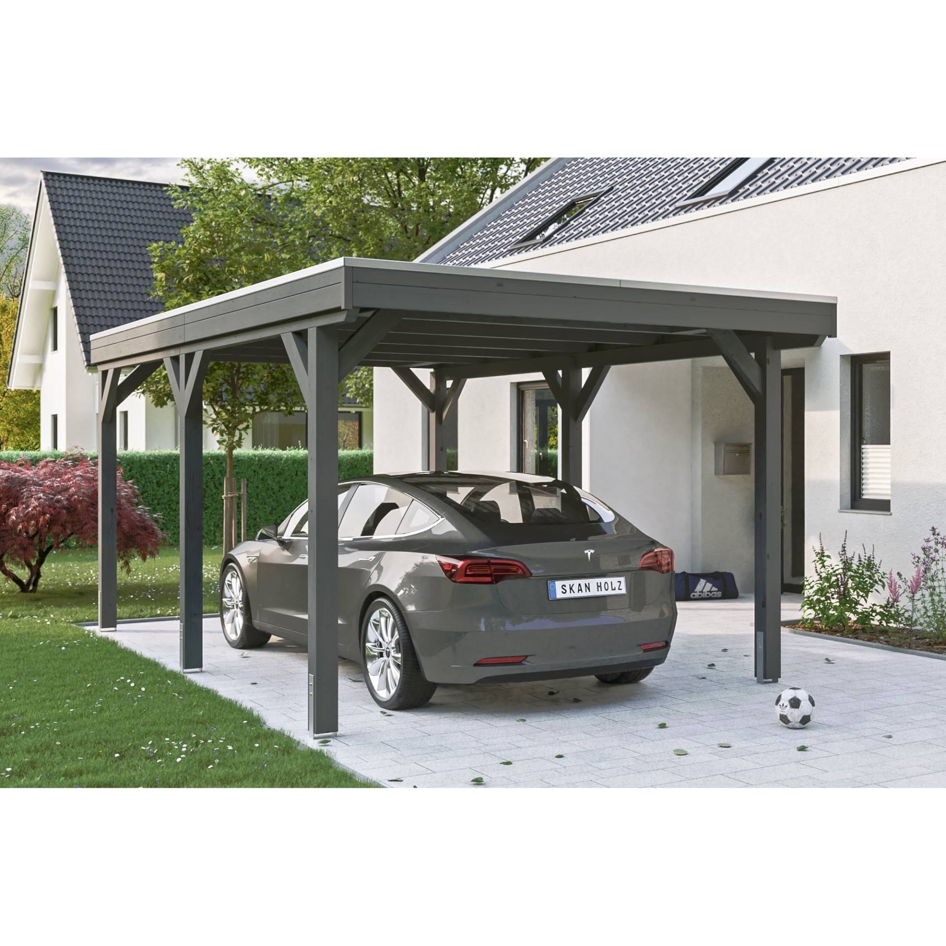 SKAN HOLZ Carport 'Grunewald' schiefergrau mit Aluminiumdach 321 x 554 cm von SKAN HOLZ