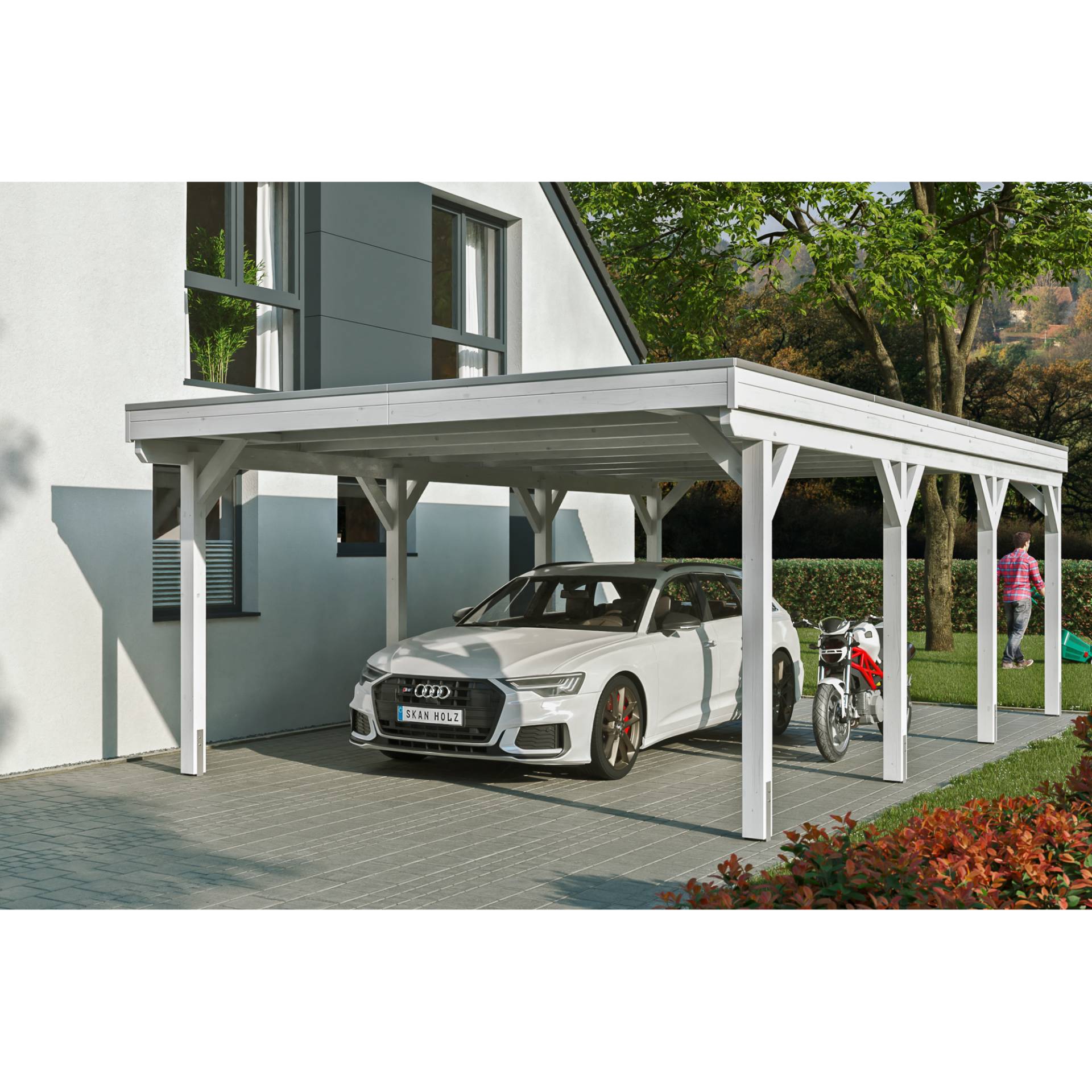 SKAN HOLZ Einzelcarport 'Grunewald' 427 x 796 cm weiß mit Aluminiumdach SKAN HOLZ Einzelcarport 'Grunewald' 427 x 796 cm weiß mit Aluminiumdach von SKAN HOLZ