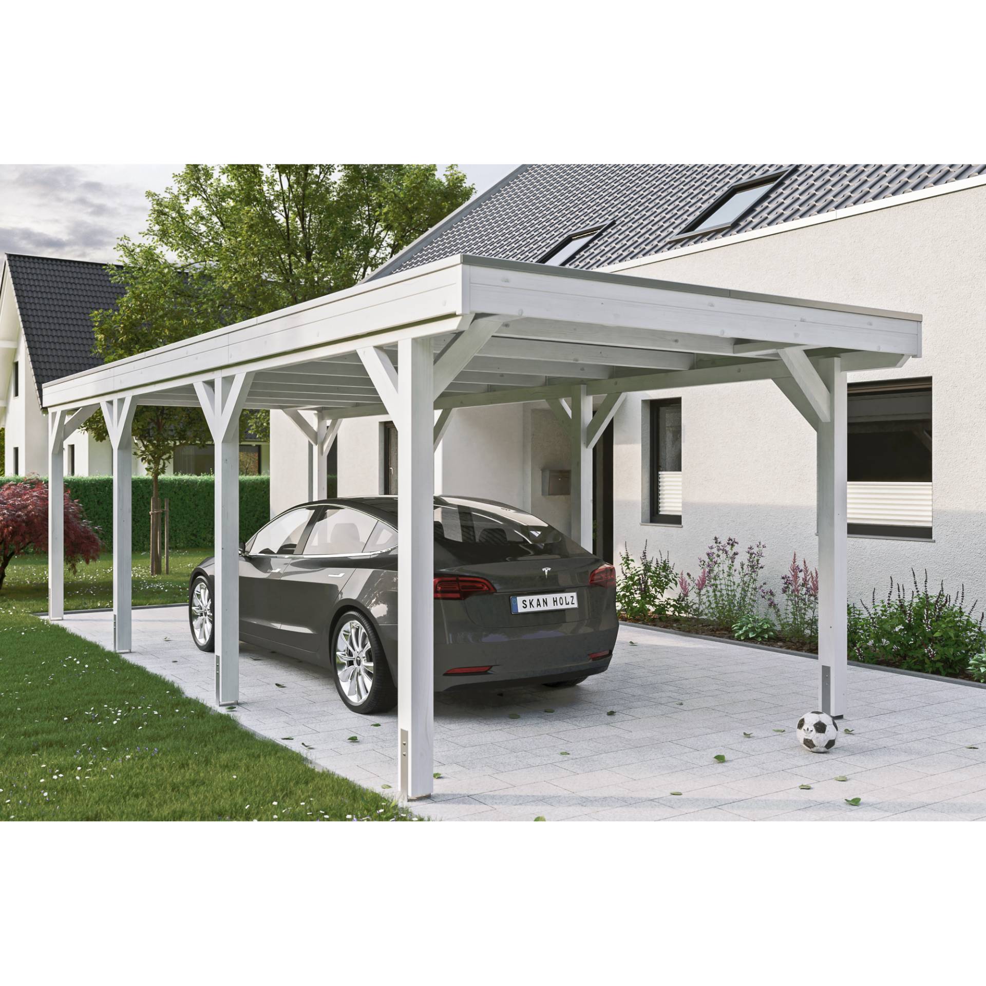 SKAN HOLZ Einzelcarport 'Grunewald' 321 x 796 cm weiß mit EPDM-dach SKAN HOLZ Einzelcarport 'Grunewald' 321 x 796 cm weiß mit EPDM-dach von SKAN HOLZ