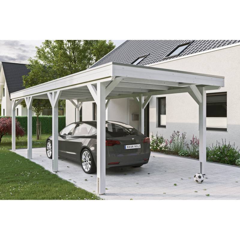 SKAN HOLZ Einzelcarport 'Grunewald' 321 x 796 cm weiß mit EPDM-dach SKAN HOLZ Einzelcarport 'Grunewald' 321 x 796 cm weiß mit EPDM-dach von SKAN HOLZ