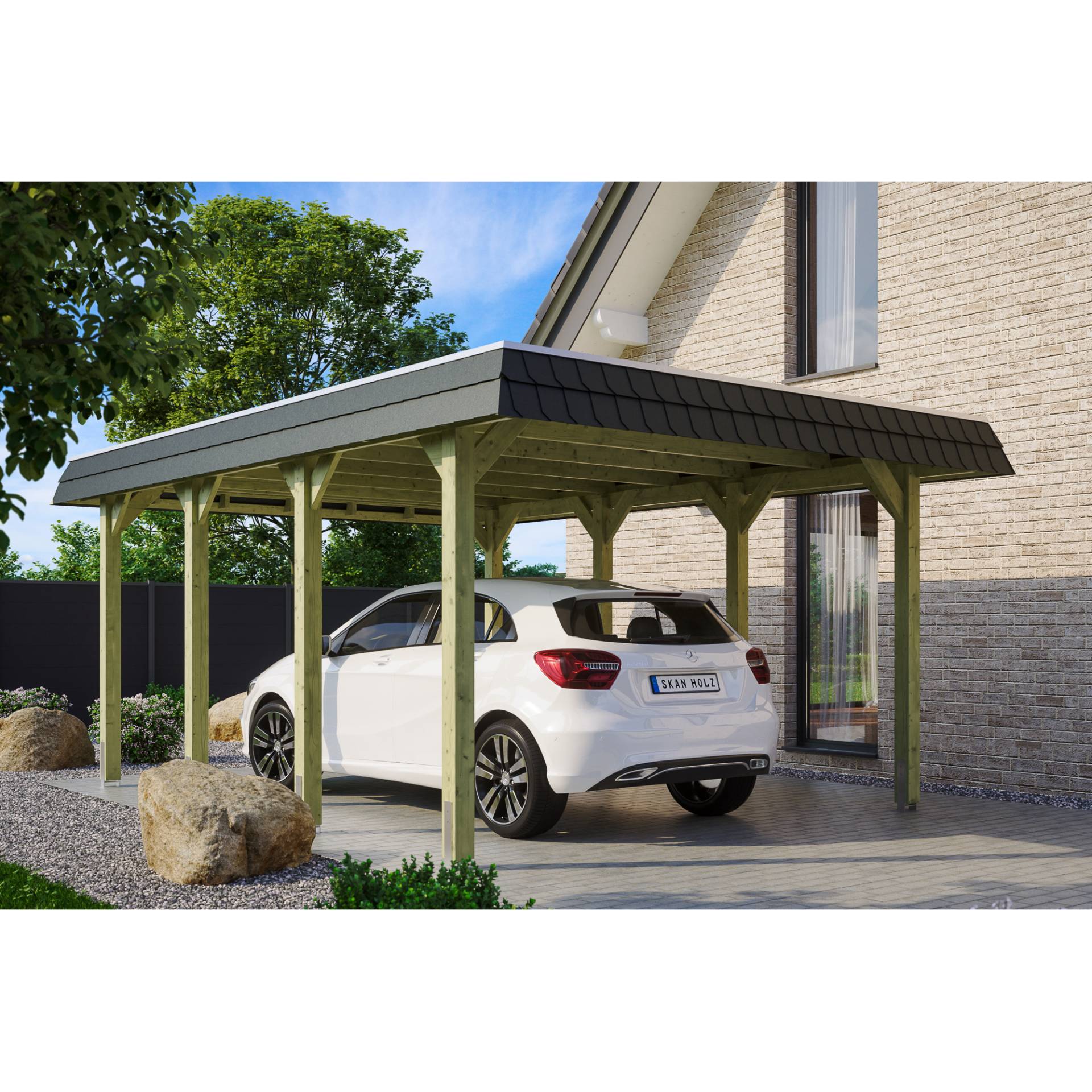SKAN HOLZ Einzelcarport 'Spreewald' 396 x 589 cm schwarze Blende KDI imprägniert SKAN HOLZ Einzelcarport 'Spreewald' 396 x 589 cm schwarze Blende KDI imprägniert von SKAN HOLZ