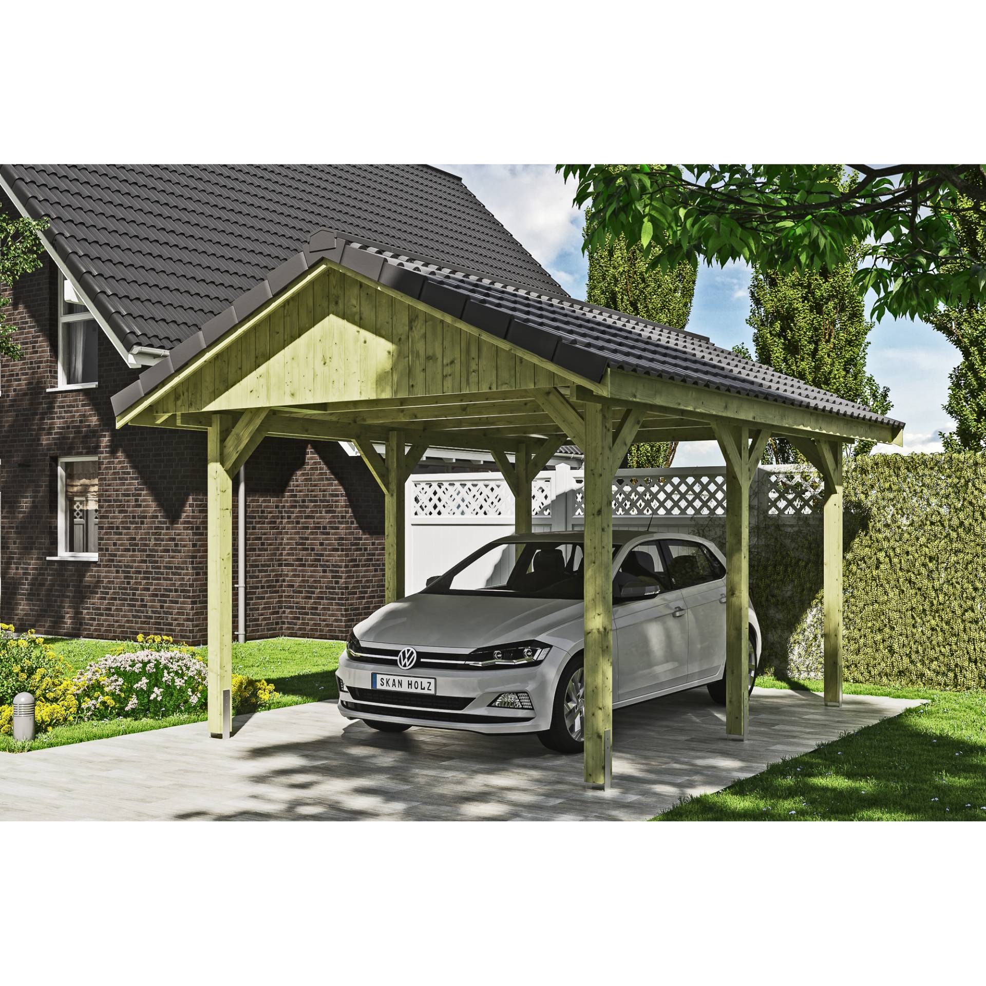 SKAN HOLZ Einzelcarport 'Wallgau' mit Dachlattung 380 x 500 cm natur SKAN HOLZ Einzelcarport 'Wallgau' mit Dachlattung 380 x 500 cm natur von SKAN HOLZ