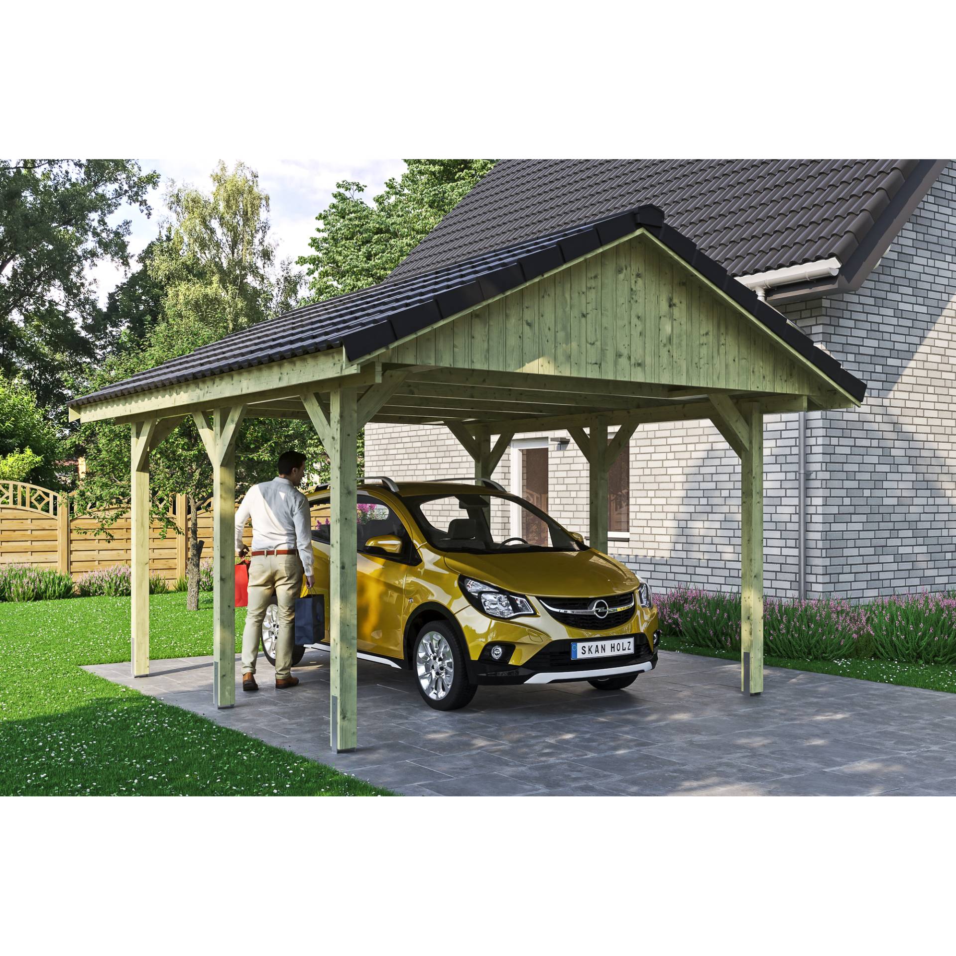 SKAN HOLZ Einzelcarport 'Wallgau' mit Dachlattung 430 x 500 cm natur SKAN HOLZ Einzelcarport 'Wallgau' mit Dachlattung 430 x 500 cm natur von SKAN HOLZ