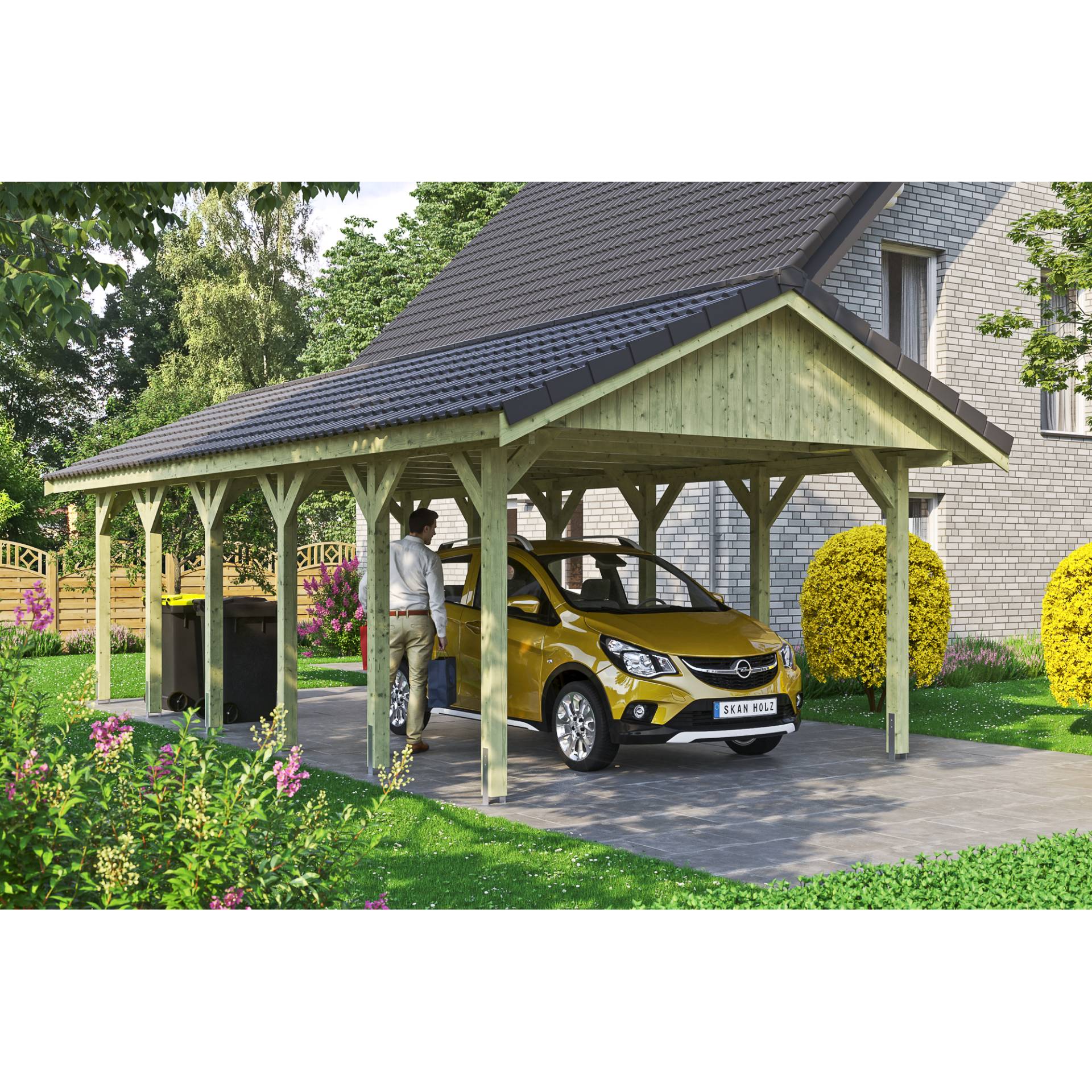 SKAN HOLZ Einzelcarport 'Wallgau' mit Dachlattung 430 x 900 cm natur SKAN HOLZ Einzelcarport 'Wallgau' mit Dachlattung 430 x 900 cm natur von SKAN HOLZ