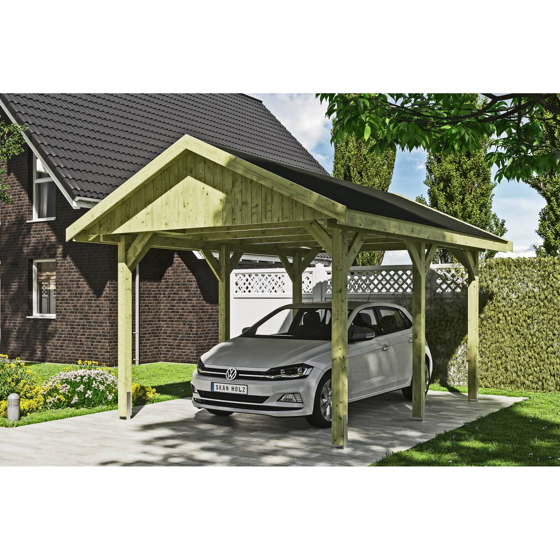 SKAN HOLZ Einzelcarport 'Wallgau' mit schwarzen Schindeln 380 x 500 cm natur SKAN HOLZ Einzelcarport 'Wallgau' mit schwarzen Schindeln 380 x 500 cm natur von SKAN HOLZ