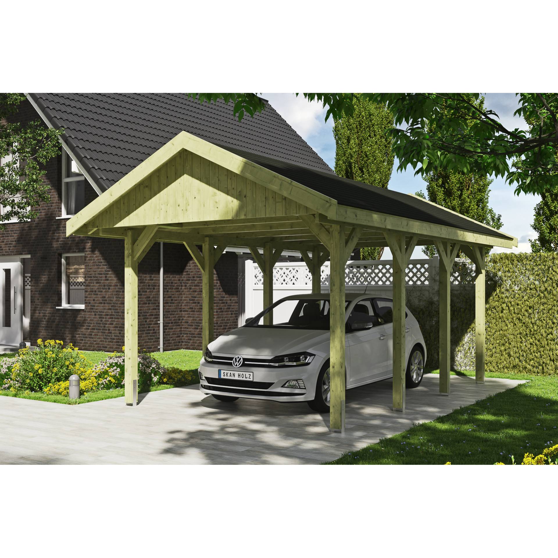 SKAN HOLZ Einzelcarport 'Wallgau' mit schwarzen Schindeln 380 x 600 cm natur SKAN HOLZ Einzelcarport 'Wallgau' mit schwarzen Schindeln 380 x 600 cm natur von SKAN HOLZ
