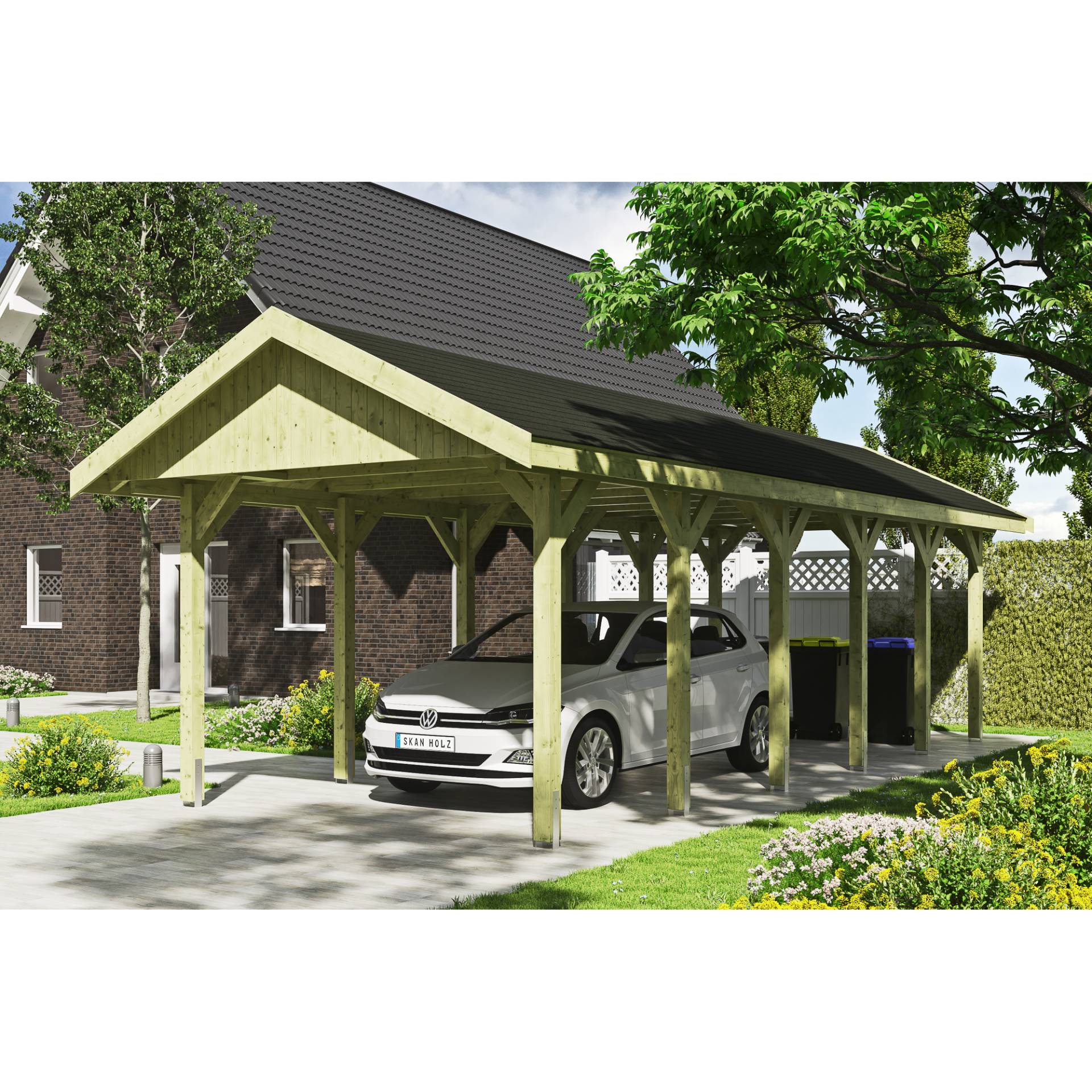 SKAN HOLZ Einzelcarport 'Wallgau' mit schwarzen Schindeln 380 x 900 cm natur SKAN HOLZ Einzelcarport 'Wallgau' mit schwarzen Schindeln 380 x 900 cm natur von SKAN HOLZ