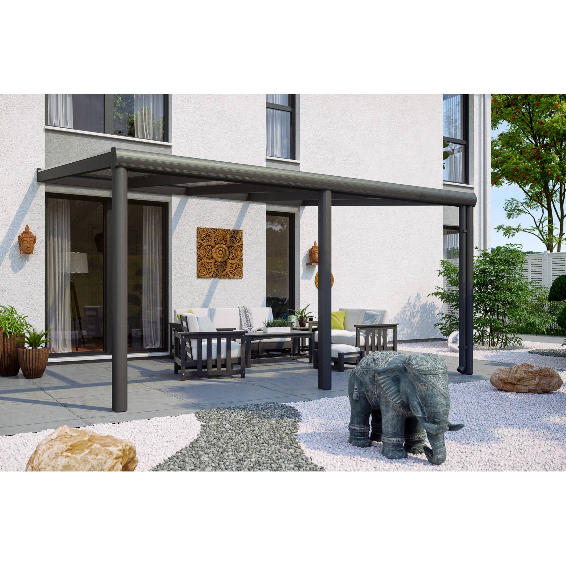 SKAN HOLZ Terrassenüberdachung 'Garda' 434 x 257 cm Aluminium Doppelstegplatten anthrazit von SKAN HOLZ