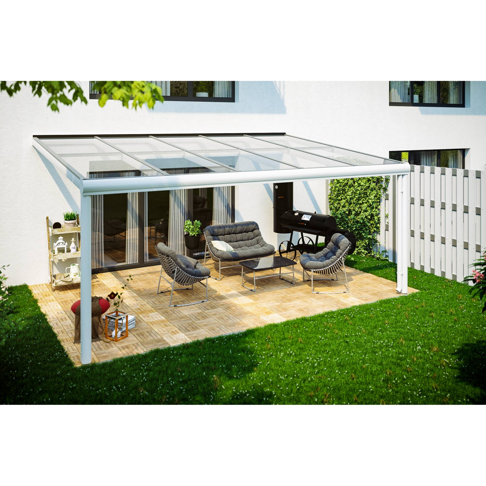 SKAN HOLZ Terrassenüberdachung 'Modena' 541 x 357 cm Aluminium Verbundsicherheitsglas weiß SKAN HOLZ Terrassenüberdachung 'Modena' 541 x 357 cm Aluminium Verbundsicherheitsglas weiß von SKAN HOLZ