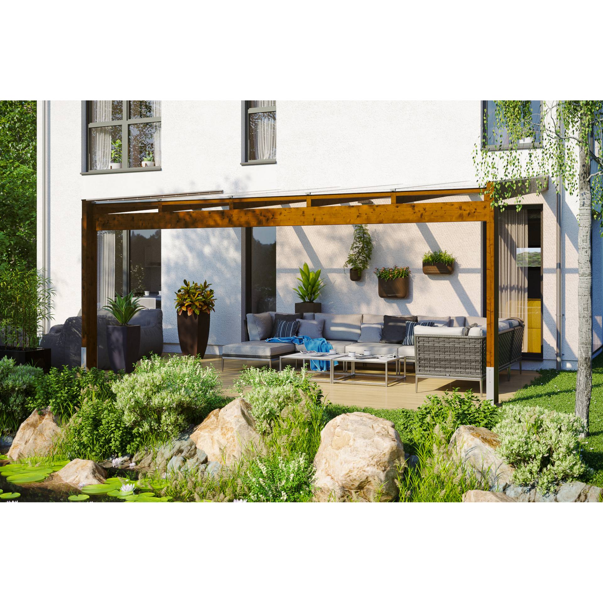 SKAN HOLZ Terrassenüberdachung 'Novara' 557 x 359 cm Leimholz Doppelstegplatten nussbaum SKAN HOLZ Terrassenüberdachung 'Novara' 557 x 359 cm Leimholz Doppelstegplatten nussbaum von SKAN HOLZ