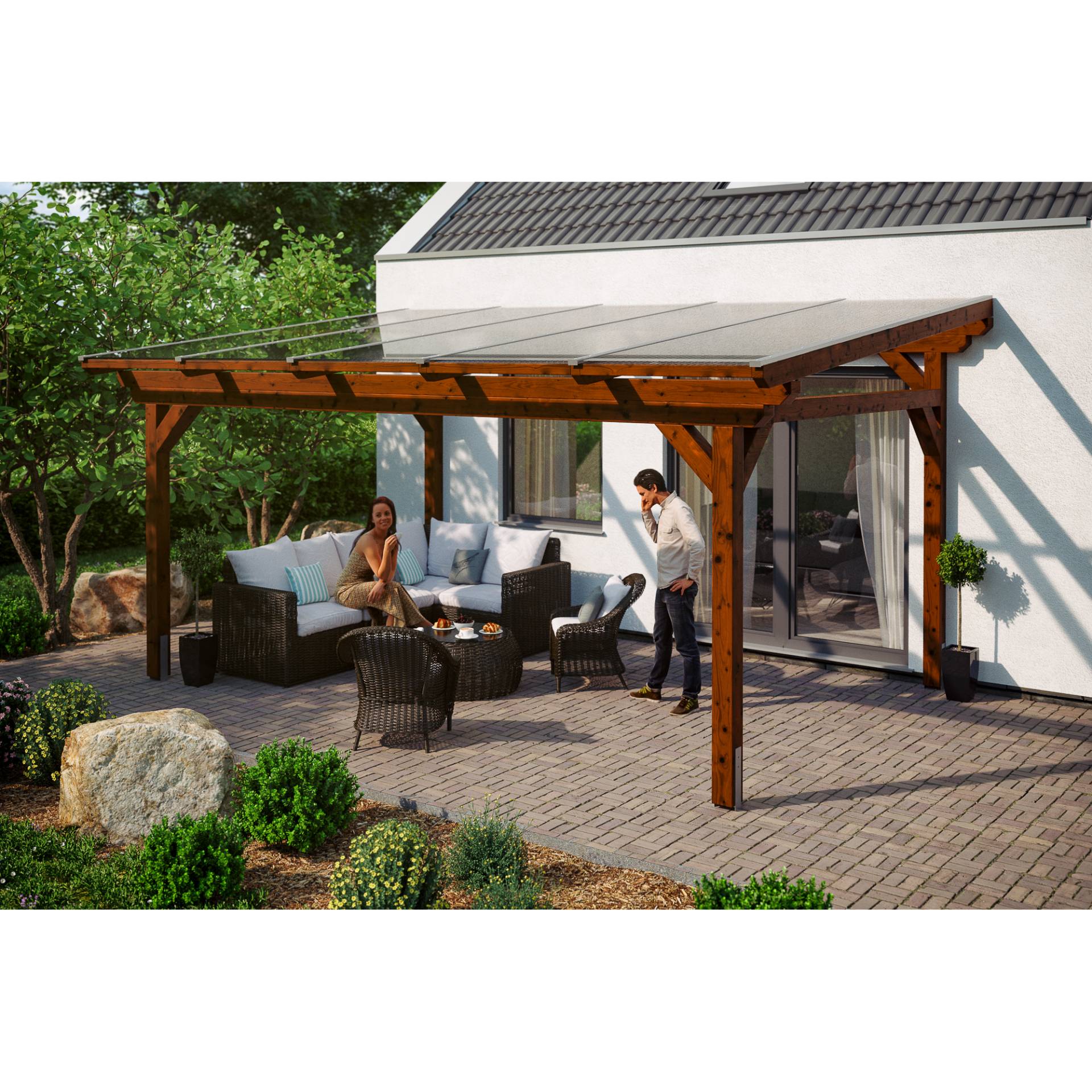 SKAN HOLZ Terrassenüberdachung 'Sanremo' 541 x 300 cm Leimholz Doppelstegplatten nussbaum SKAN HOLZ Terrassenüberdachung 'Sanremo' 541 x 300 cm Leimholz Doppelstegplatten nussbaum von SKAN HOLZ