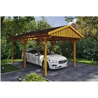 SKANHOLZ Carport »Fichtelberg«, BxT: 317 x 566 cm, Firsthöhe: 303 cm, lasiert - beige von SKANHOLZ