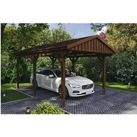 SKANHOLZ Carport »Fichtelberg«, BxT: 317 x 566 cm, Firsthöhe: 303 cm, lasiert - braun von SKANHOLZ