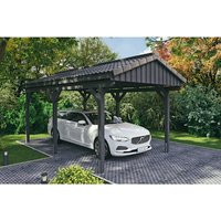 SKANHOLZ Carport »Fichtelberg«, BxT: 317 x 566 cm, Firsthöhe: 303 cm, lasiert - grau von SKANHOLZ