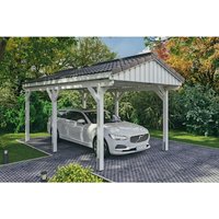 SKANHOLZ Carport »Fichtelberg«, BxT: 317 x 566 cm, Firsthöhe: 303 cm, lasiert - weiss von SKANHOLZ