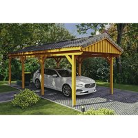 SKANHOLZ Carport »Fichtelberg«, BxT: 317 x 808 cm, Firsthöhe: 303 cm, lasiert - beige von SKANHOLZ