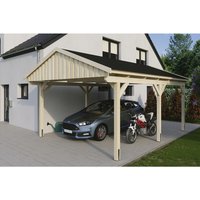 SKANHOLZ Carport »Fichtelberg«, BxT: 423 x 566 cm, Firsthöhe: 326 cm, unbehandelt - beige von SKANHOLZ