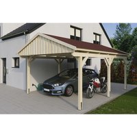 SKANHOLZ Carport »Fichtelberg«, BxT: 423 x 566 cm, Firsthöhe: 326 cm, unbehandelt - beige von SKANHOLZ