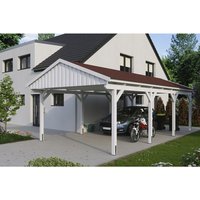 SKANHOLZ Carport »Fichtelberg«, BxT: 423 x 808 cm, Firsthöhe: 326 cm, lasiert - weiss von SKANHOLZ