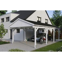 SKANHOLZ Carport »Fichtelberg«, BxT: 423 x 808 cm, Firsthöhe: 326 cm, lasiert - weiss von SKANHOLZ