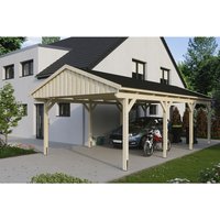 SKANHOLZ Carport »Fichtelberg«, BxT: 423 x 808 cm, Firsthöhe: 326 cm, unbehandelt - beige von SKANHOLZ