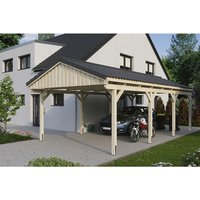 SKANHOLZ Carport »Fichtelberg«, BxT: 423 x 808 cm, Firsthöhe: 326 cm, unbehandelt - beige von SKANHOLZ