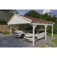 SKANHOLZ Carport »Fichtelberg«, BxT: 618 x 566 cm, Firsthöhe: 362 cm, lasiert - weiss von SKANHOLZ