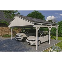 SKANHOLZ Carport »Fichtelberg«, BxT: 618 x 566 cm, Firsthöhe: 362 cm, lasiert - weiss von SKANHOLZ