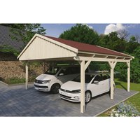 SKANHOLZ Carport »Fichtelberg«, BxT: 618 x 566 cm, Firsthöhe: 362 cm, unbehandelt - beige von SKANHOLZ