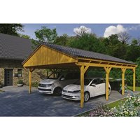 SKANHOLZ Carport »Fichtelberg«, BxT: 618 x 808 cm, Firsthöhe: 362 cm, lasiert - beige von SKANHOLZ