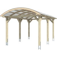 SKANHOLZ Carport »Franken«, BxT: 376 x 541 cm, Firsthöhe: 293 cm, lasiert - beige von SKANHOLZ