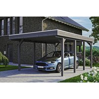 SKANHOLZ Carport »Friesland«, BxT: 397 x 555 cm, Firsthöhe: 241 cm, lasiert - grau von SKANHOLZ