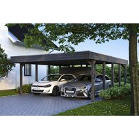 SKANHOLZ Carport »Friesland Set 4«, BxT: 557 x 708 cm, Firsthöhe: 254 cm, lasiert - grau von SKANHOLZ