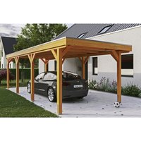 SKANHOLZ Carport »Grunewald«, BxT: 321 x 796 cm, Firsthöhe: 243 cm, lasiert - beige von SKANHOLZ